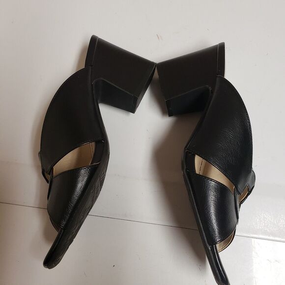 Life Stride Soft System Open Toe Leather Block Heel Black Sandals Sz 10 M PO Exc - Picture 6 of 13